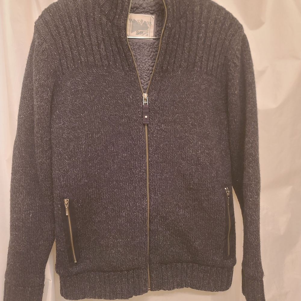 Men's Gray Zip-Up Sweater by WindRiver